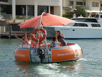 Girls on a Round Boat